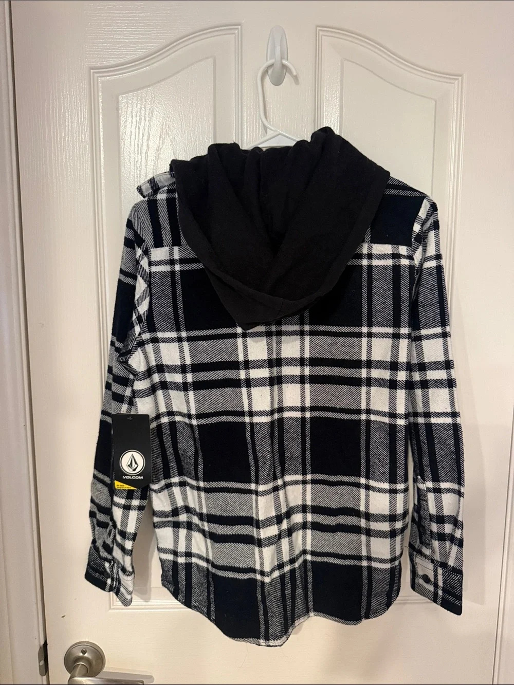 Volcom Black & White Plaid Hooded Jacket